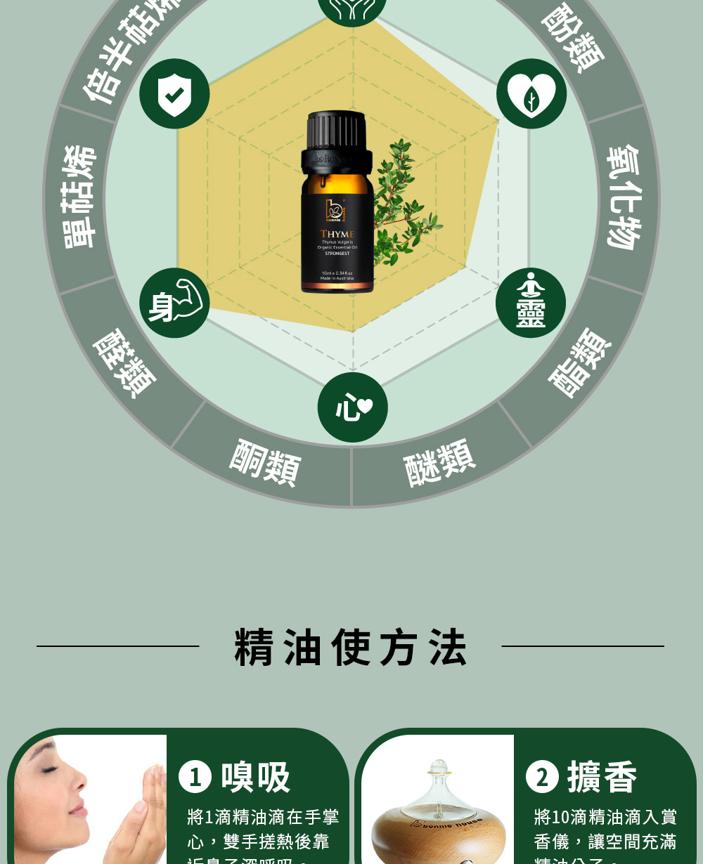 麝香草精油主要成分為沉香醇、乙酸沉香酯