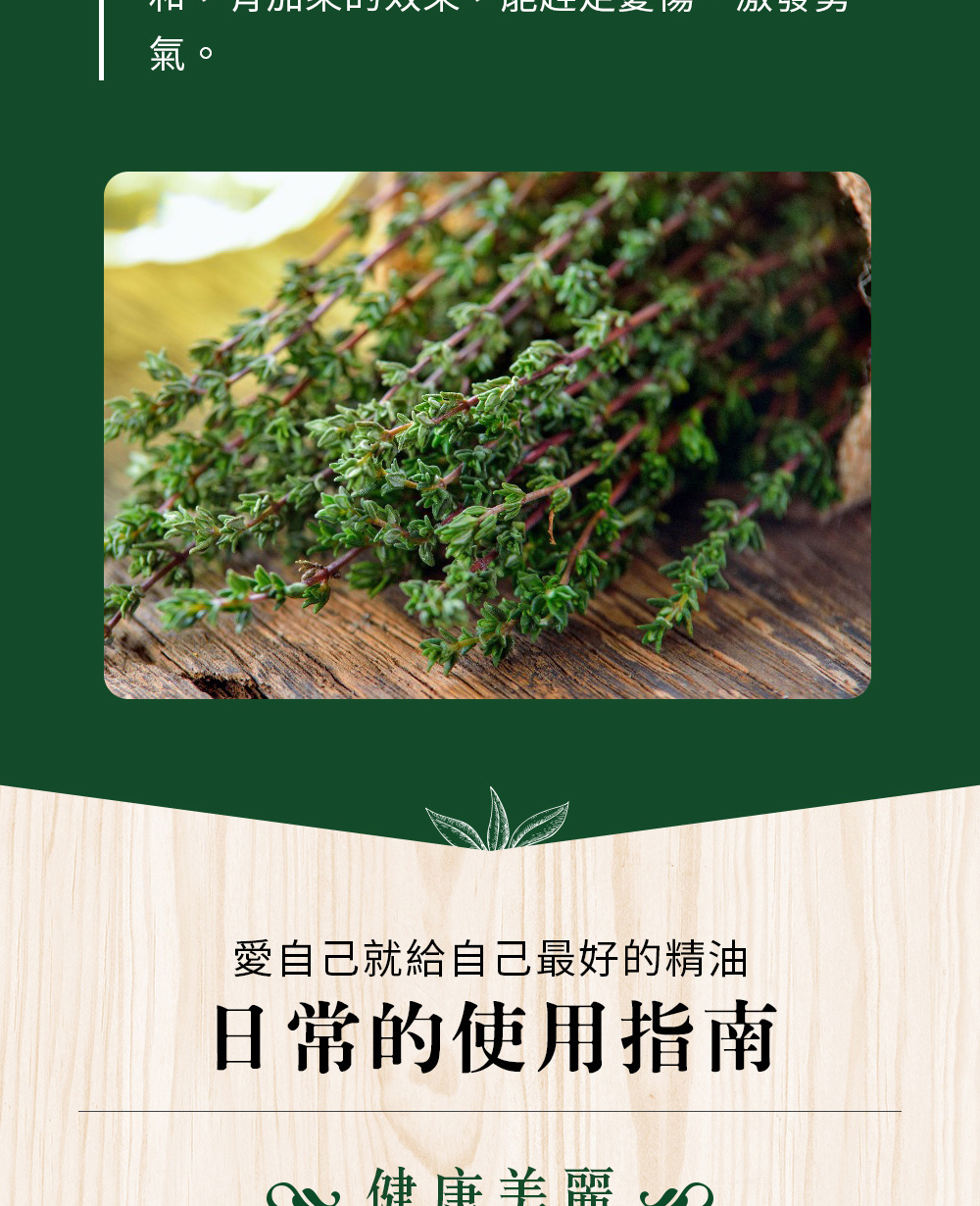 西元3500年前,蘇美人就懂得將麝香草做為醫療用途;古埃及人則用於防腐、促進膽汁分泌、幫助消化