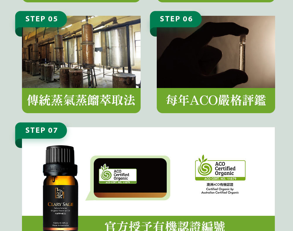 Bonnie House的快樂鼠尾草精油通過審核,並獲得澳洲ACO有機認證