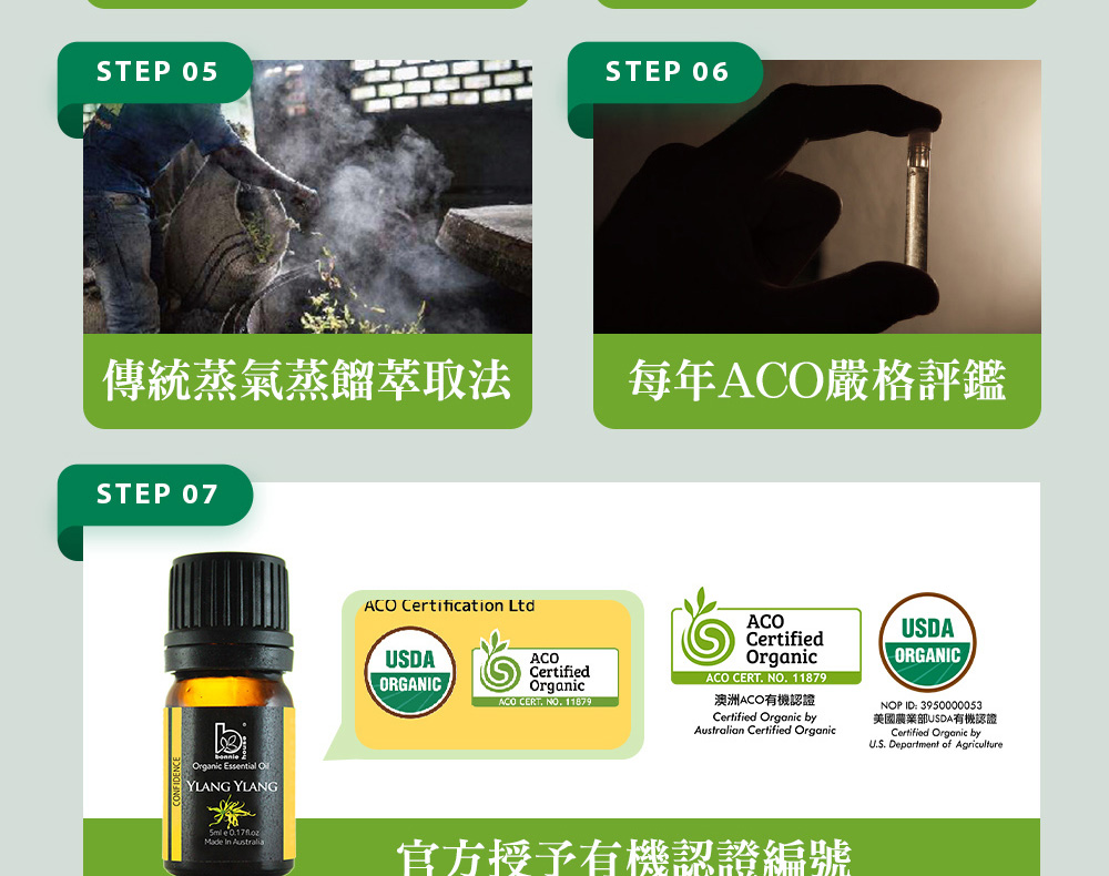Bonnie House的依蘭依蘭精油通過審核,並獲得美國農業部USDA、澳洲ACO有機認證